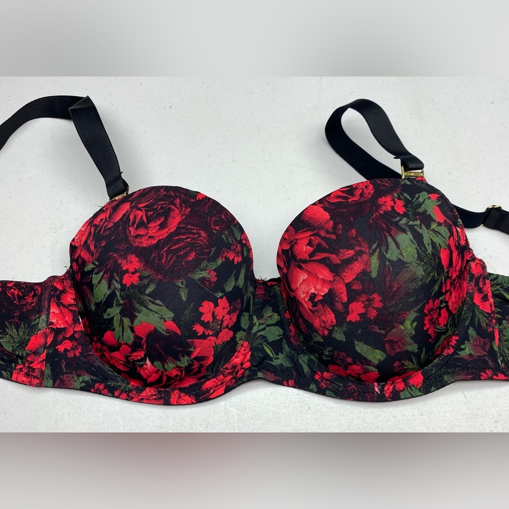 NWOT BCBGMaxAzria BLK/RED/GRN Push-Up, 36C *P1064